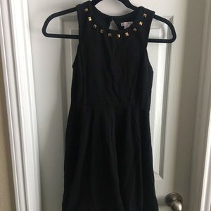 Black Dress With Gold Studs and Keyhole Back